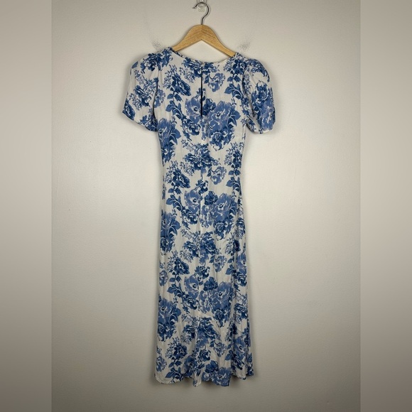 Reformation Marfa Blue White Floral Midi Dress Women’s Sz 4 - Picture 12 of 12